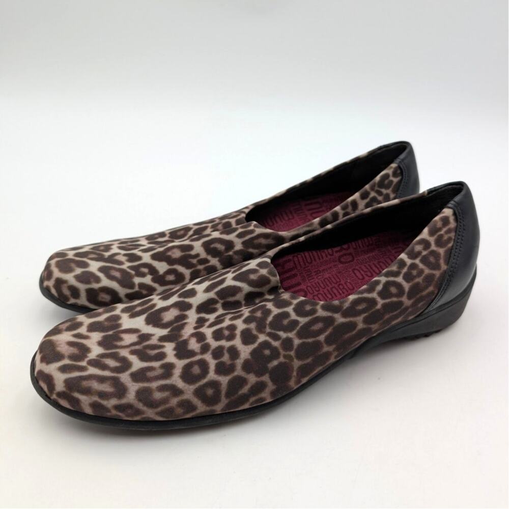 Munro American Leopard Wedge Loafers Slip-On Women’s US7.5SS EU38